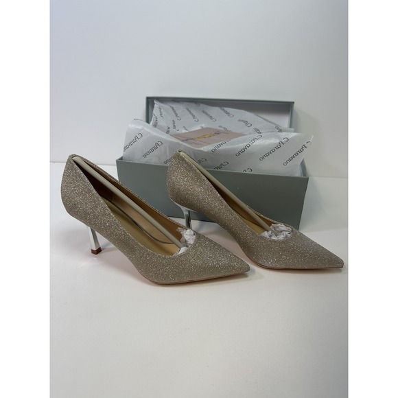 C. Paravano Shoes - C.Paravano SZ 5.5 Sparkly Dress Shoes Pointed Toe Heel Glitter Heel Women's Pump